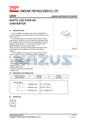 L5101 datasheet - WHITE LED STEP-UP CONVERTER