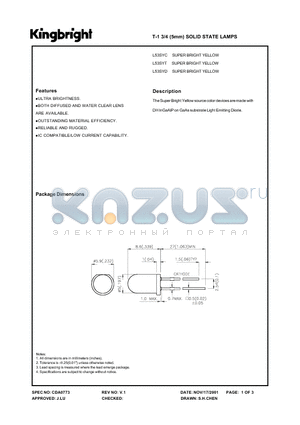 L53SYD datasheet - T-1 3/4 (5mm) SOLID STATE LAMPS