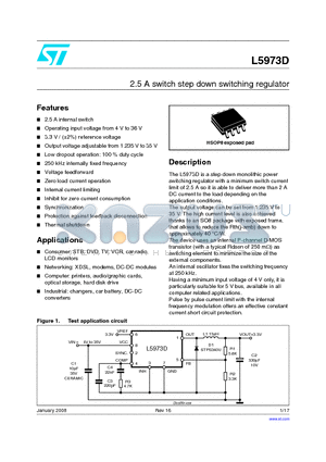 L5973D datasheet - 2.5 A switch step down switching regulator