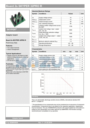 L6100241 datasheet - Board 2s SKYPER 32PRO R