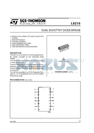 L6210 datasheet - DUAL SCHOTTKY DIODE BRIDGE