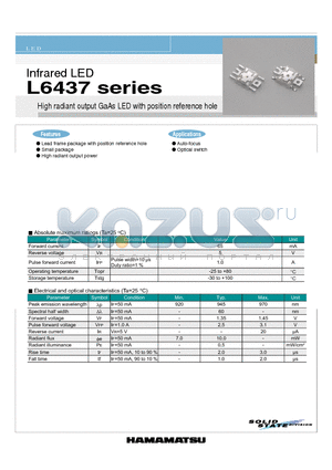 L6437-01 datasheet - High radiant output GaAs LED with position reference hole