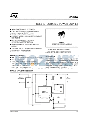 L6590A datasheet - FULLY INTEGRATED POWER SUPPLY