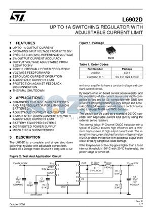 L6902D datasheet - UP TO 1A SWITCHING REGULATOR WITH ADJUSTABLE CURRENT LIMIT