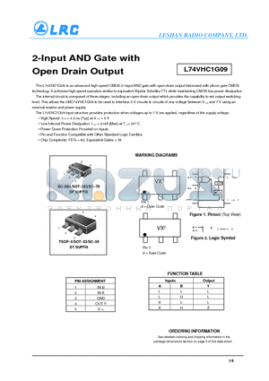 L74VHC1G09 datasheet - 2-Input AND Gate with Open Drain Output