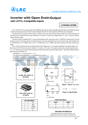 L74VHC1GT05 datasheet - Inverter with Open DrainOutput with LSTTL-Compatible Inputs