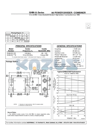 QHM-23-120 datasheet - 90 POWER DIVIDER / COMBINER
