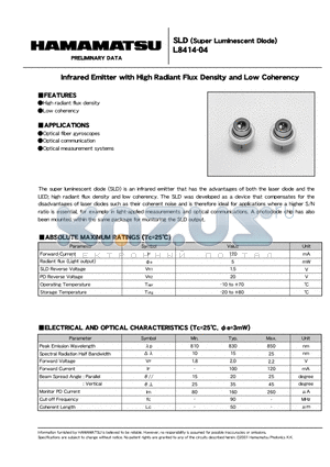 L8414-04 datasheet - SLD (Super Luminescent Diode)