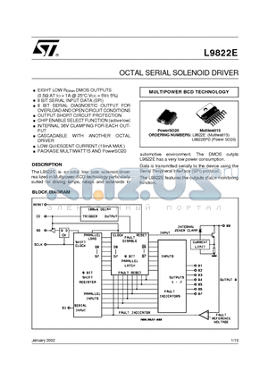 L9822E_02 datasheet - OCTAL SERIAL SOLENOID DRIVER