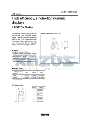 LA-501DN datasheet - High efficiency, single-digit numeric displays