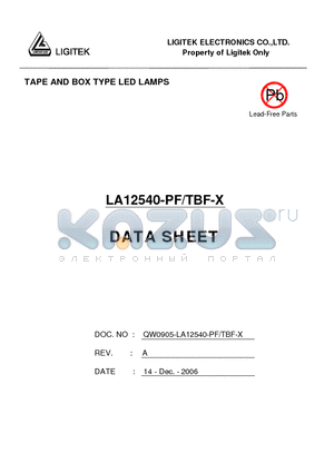 LA12540-PF-TBF-X datasheet - TAPE AND BOX TYPE LED LAMPS