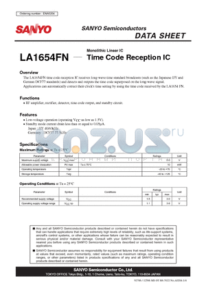 LA1654FN datasheet - Time Code Reception IC