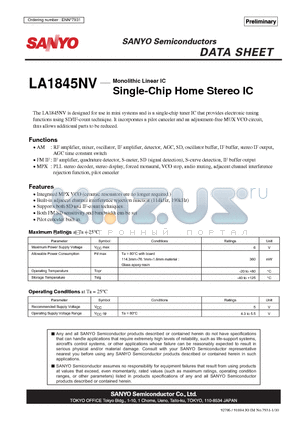 LA1845NV_06 datasheet - Single-Chip Home Stereo IC