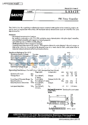 LA2110 datasheet - FM Noise Canceller