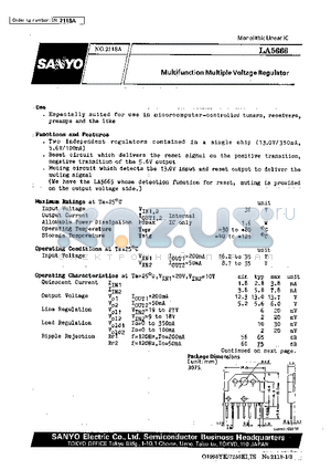 LA5666 datasheet - Multifunction Multiple Voltage Regulator