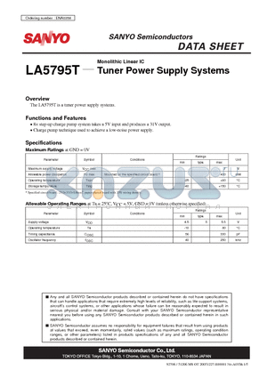 LA5795T datasheet - Monolithic Linear IC Tuner Power Supply Systems