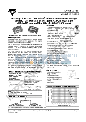 Y4485V0066AT0W datasheet - Ultra High Precision Bulk Metal^ Z-Foil Surface Mount Voltage Divider