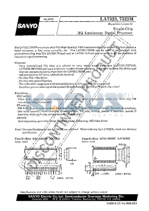 LA7323 datasheet - Single-Chip HQ Luminance Signal Processor