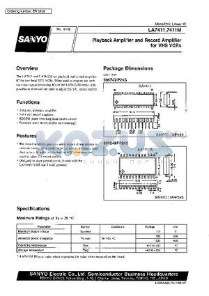 LA7411M datasheet - Playback Amplifier and Record Amplifier for VHS VCRs