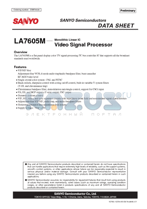 LA7605M datasheet - Monolithic Linear IC Video Signal Processor