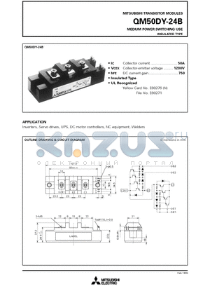 QM50DY-24B datasheet - MEDIUM POWER SWITCHING USE INSULATED TYPE