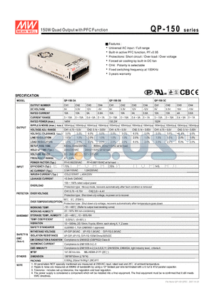 QP-150-3C datasheet - 150W Quad Output with PFC Function