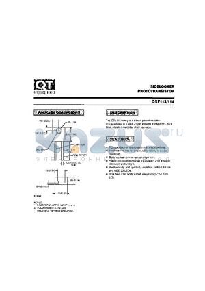 QSE113 datasheet - SIDELOODER PHOTOTRANSISTOR