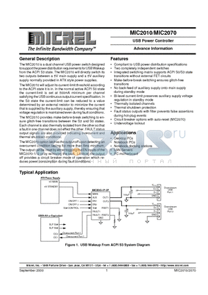 MIC2010-2PCQS datasheet - USB Power Controller Advance Information