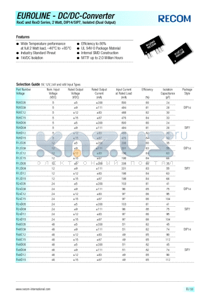 R05D05 datasheet - EUROLINE - DC/DC - CONVERTER