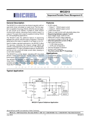 MIC2213 datasheet - Sequenced Portable Power Management IC