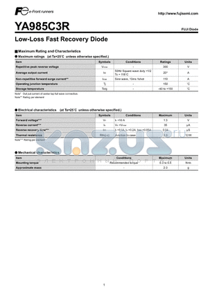 YA985C3R datasheet - Low-Loss Fast Recovery Diode