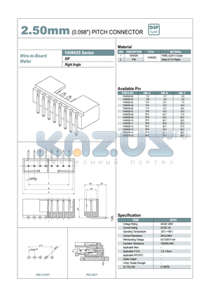 YAW025-03 datasheet - 2.50mm PITCH CONNECTOR