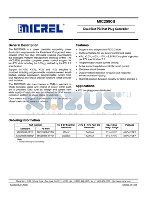 MIC2590B-2YTQ datasheet - Dual-Slot PCI Hot Plug Controller