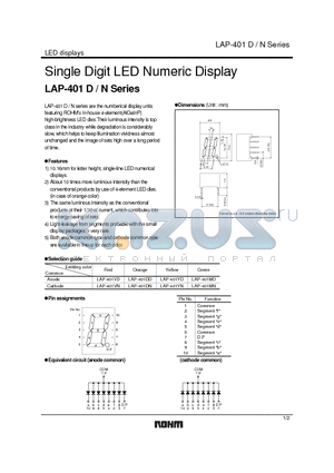 LAP-401MD datasheet - Single Digit LED Numeric Display