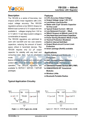 YB1230ST8RX260 datasheet - Low-Noise LDO Regulator