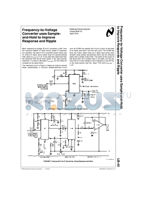 LB-45 datasheet - Frequency-to-Voltage Converter uses Sampleand- Hold to Improve Response and Ripple