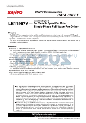 LB11967V datasheet - For Variable Speed Fan Motor Single-Phase Full-Wave Pre-Driver