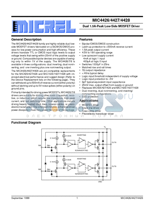 MIC4426 datasheet - Dual 1.5A-Peak Low-Side MOSFET Driver