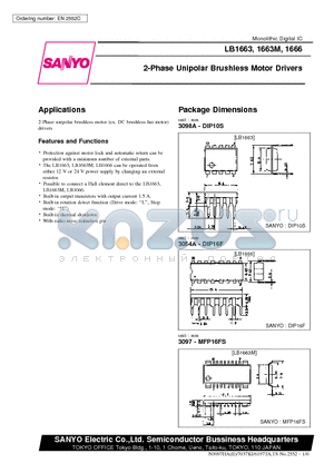 LB1663M datasheet - 2-Phase Unipolar Brushless Motor Drivers
