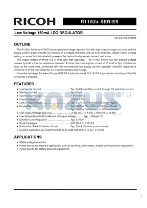 R1182K281D datasheet - Low Voltage 150mA LDO REGULATOR