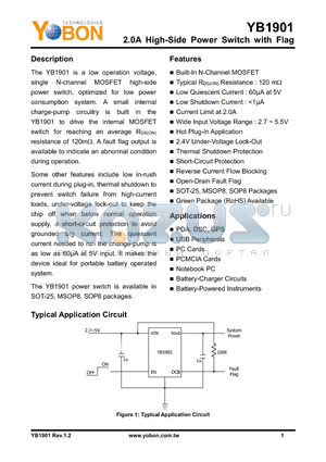 YB1901ST25L datasheet - 2.0A High-Side Power Switch with Flag