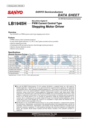 LB1945H datasheet - PWM Current Control Type Stepping Motor Driver