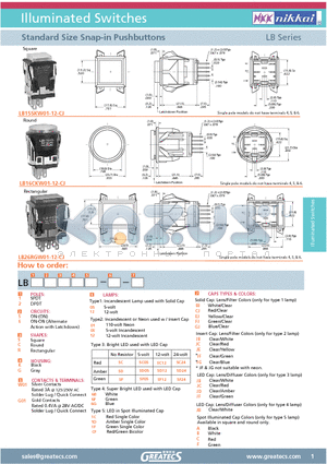 LB26RGW01-12-CJ datasheet - Standard Size Snap-in Pushbuttons