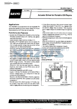 LB8108 datasheet - Actuator Driver for Portable CD Players