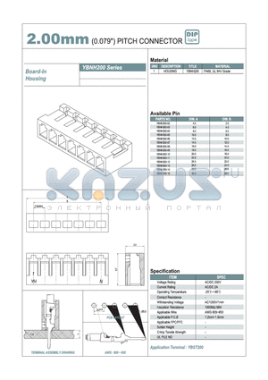 YBNH200-14 datasheet - 2.00mm PITCH CONNECTOR