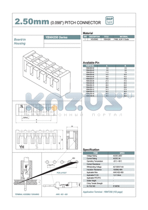 YBNH250-04 datasheet - 2.50mm PITCH CONNECTOR