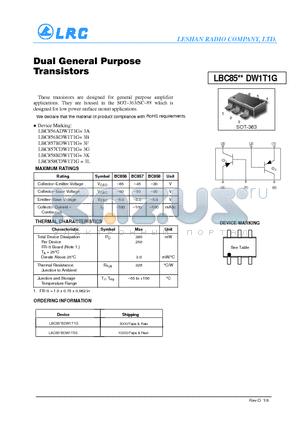 LBC858BDW1T1G datasheet - Dual General Purpose Transistors