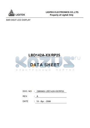 LBD142A-XX-RP25 datasheet - BAR DIGIT LED DISPLAY