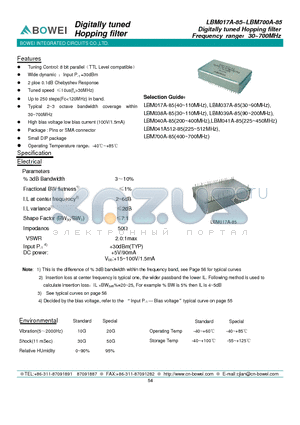 LBM039A-85 datasheet - Digitally tuned Hopping filter