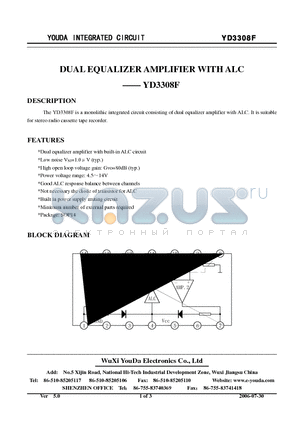 YD3308F datasheet - DUAL EQUALIZER AMPLIFIER WITH ALC